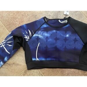 Cropped Rash Guard Akela Surf Girls Size M (8-10) Long Sleeve Swimsuit Top NWT